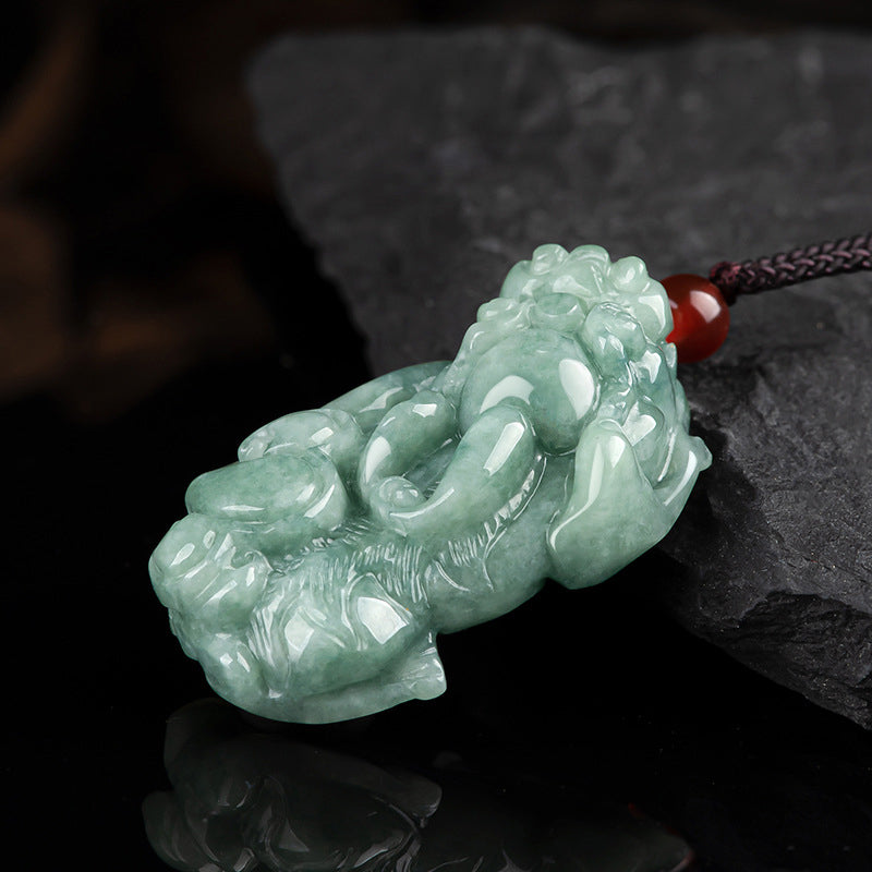 Wear FengShui Jade PiXiu Wealth Luck String Necklace Pendant