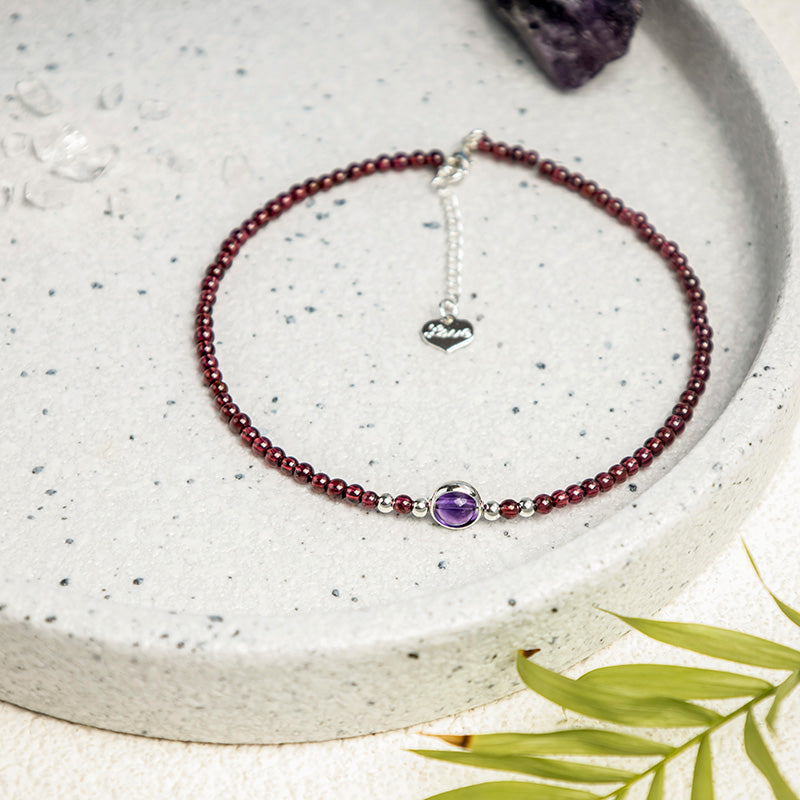 Wear FengShui Garnet Amethyst Purification Calm Anklet