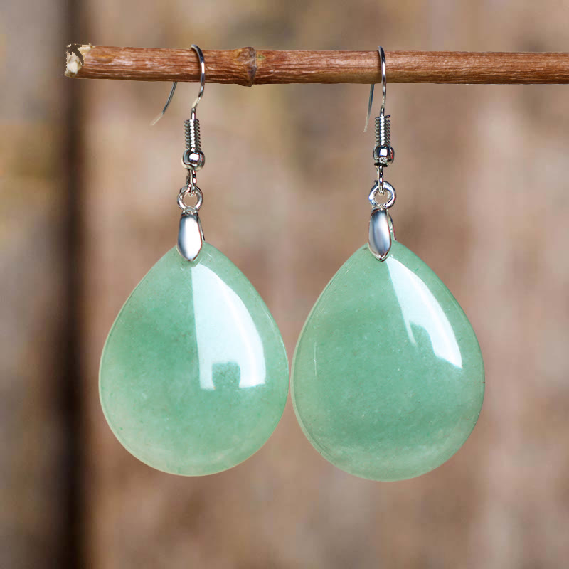Wear FengShui Natural Aventurine Dangle Healing Drop Earrings