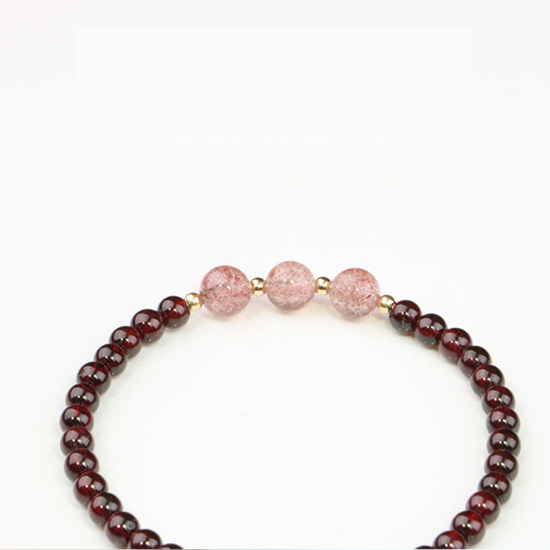 Wear FengShui Natural Garnet Strawberry Quartz Calm Bracelet
