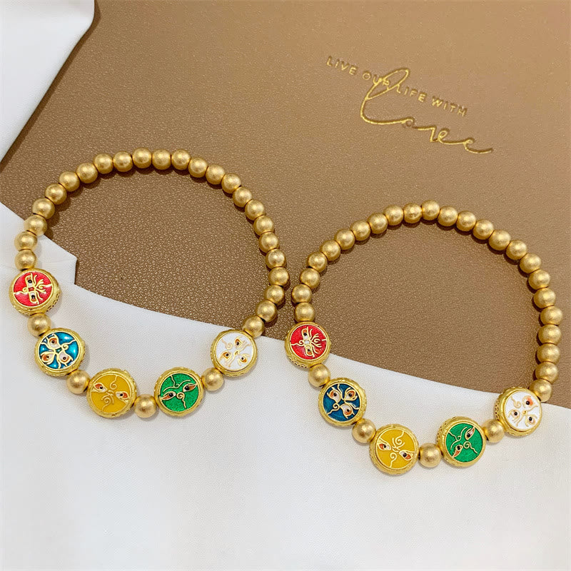 Wear FengShui Tibetan Five God Of Wealth Copper Beads Luck Bracelet