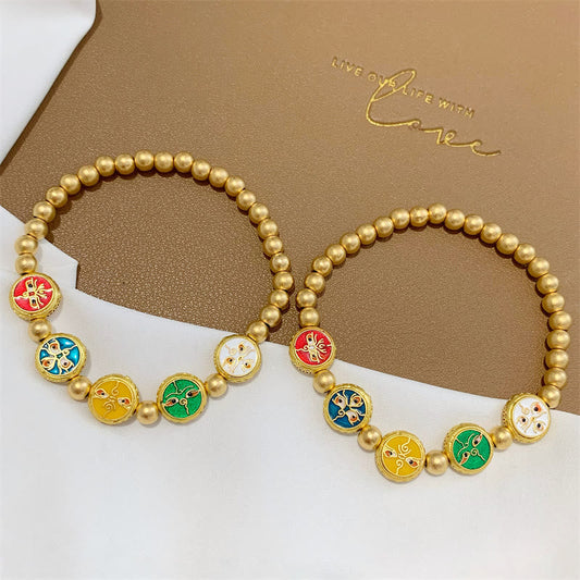 Wear FengShui Tibetan Five God Of Wealth Copper Beads Luck Bracelet