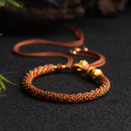 Wear FengShui Tibetan Handmade Luck Prayer Wheel Bead Charm Weave Colorful String Bracelet