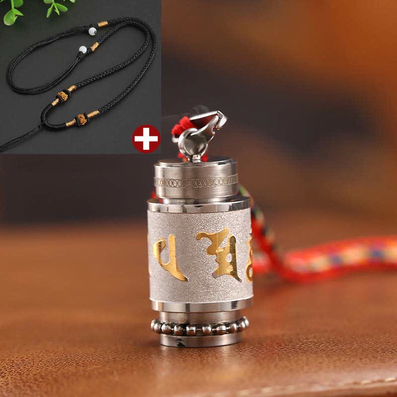Wear FengShui Tibet Om Mani Padme Hum Shurangama Mantra Titanium Steel Wisdom Amulet Necklace Pendant