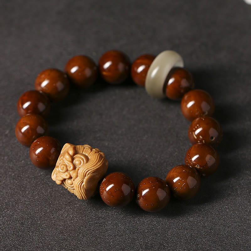 Wear FengShui Purple Bodhi Seed Dancing Lion Wisdom Bracelet