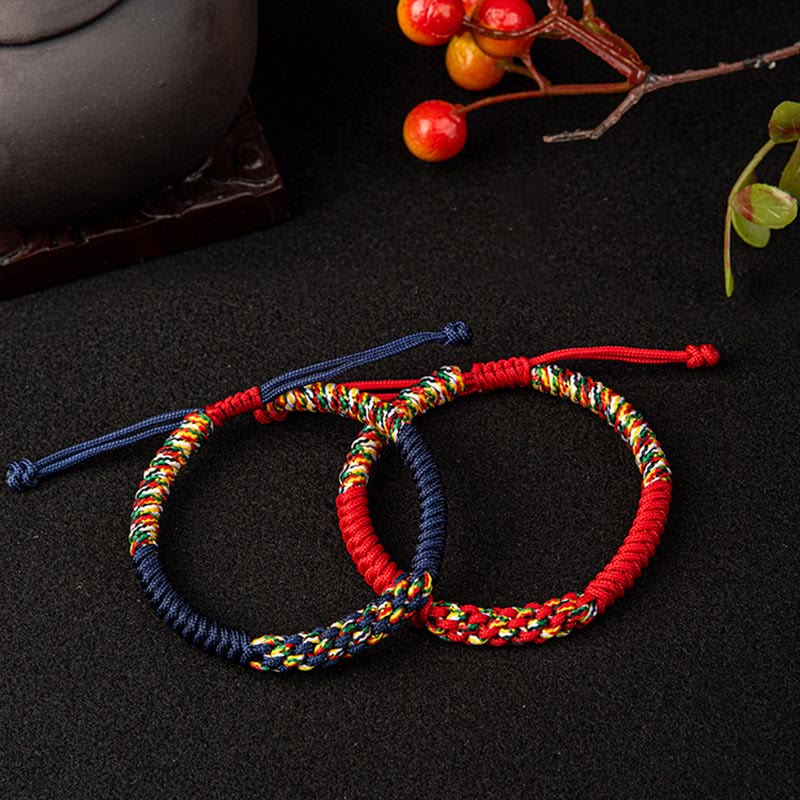 Wear FengShui Tibetan Handmade Colorful King Kong Knot Luck Braid String Bracelet
