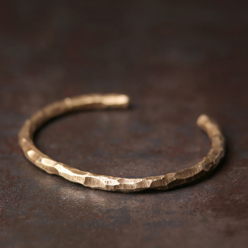 Wear FengShui Tibetan Bump Texture Copper Luck Cuff Bracelet Bangle