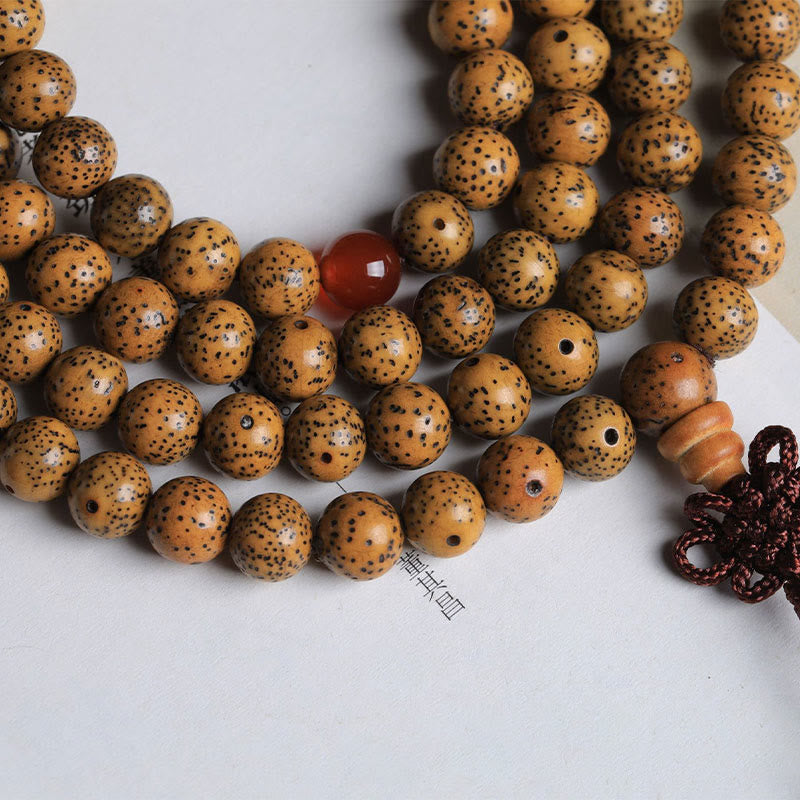 Wear FengShui 108 Mala Beads Bodhi Seed Red Agate Auspiciousness Bracelet