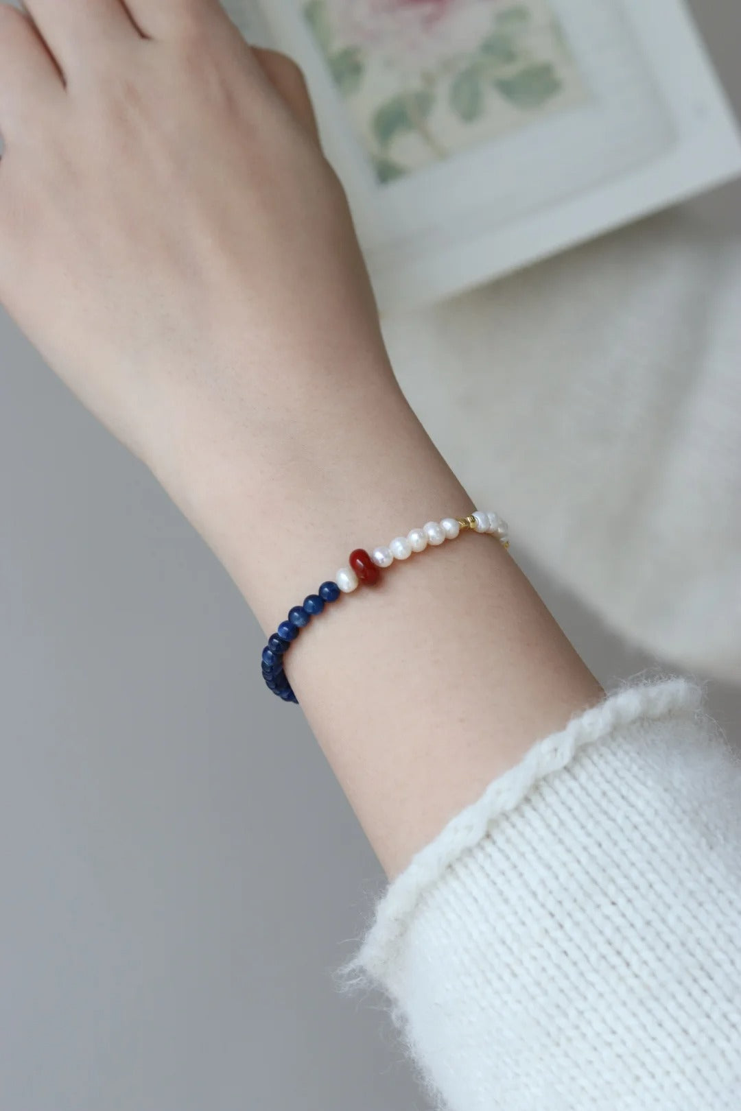 White Crystal, Blue Kyanite & Lapis Lazuli Bracelet – Elegant & Brightening Wealth Charm