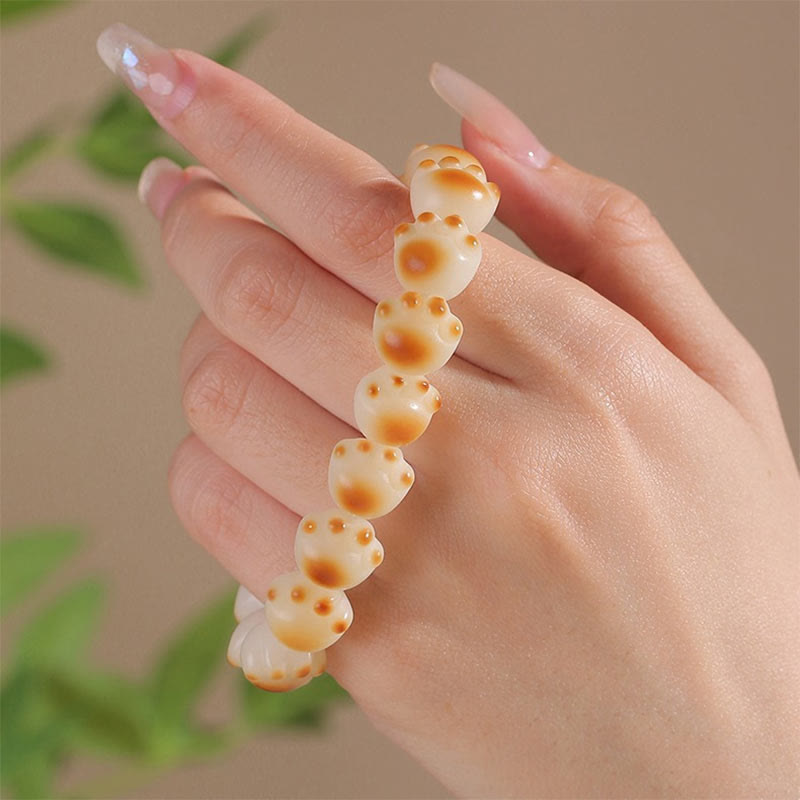 Wear FengShui Cute Cat Paw Claw Bodhi Seed Peace Bracelet