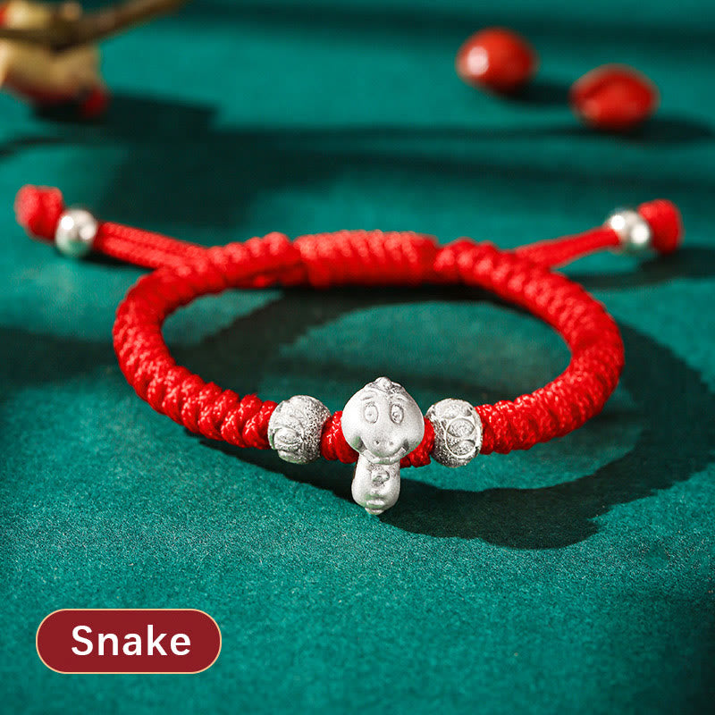 Wear FengShui 999 Sterling Silver Chinese Zodiac Red Rope Luck Handcrafted Kids Bracelet