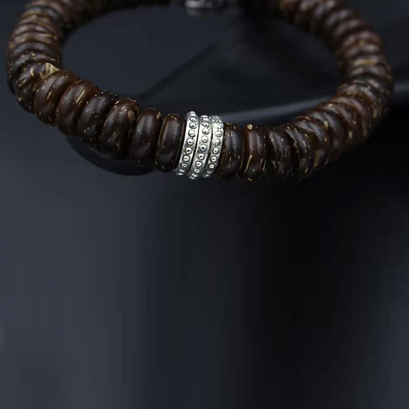 Wear FengShui Natural Tibetan Coconut Shell Om Mani Padme Hum Positive Bracelet