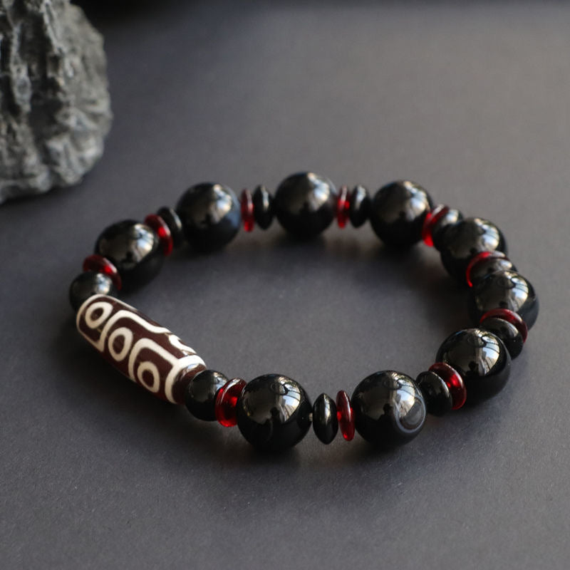 Wear FengShui Black Onyx Nine-Eye Dzi Bead Wealth Protection Bracelet