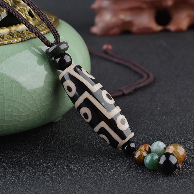 Wear FengShui Nine-Eye Dzi Bead Wealth Protection Necklace
