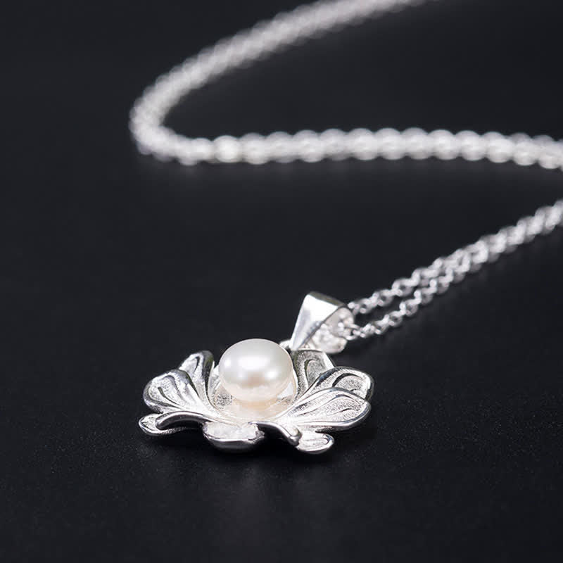 Wear FengShui 925 Sterling Silver Lotus Flower Pearl Wealth Necklace Pendant