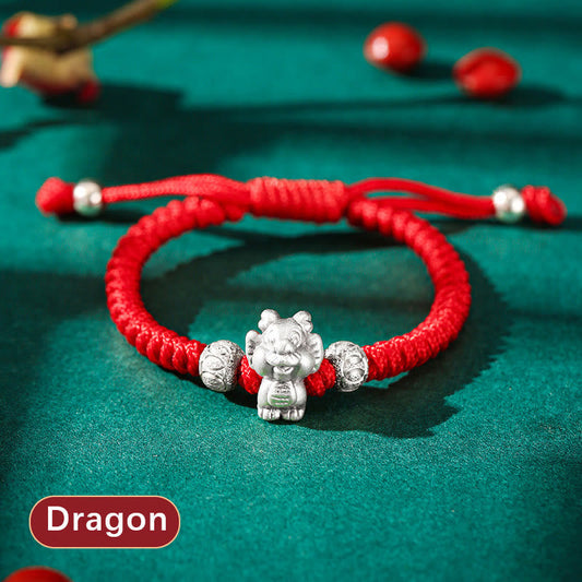 Wear FengShui 999 Sterling Silver Chinese Zodiac Red Rope Luck Handcrafted Kids Bracelet