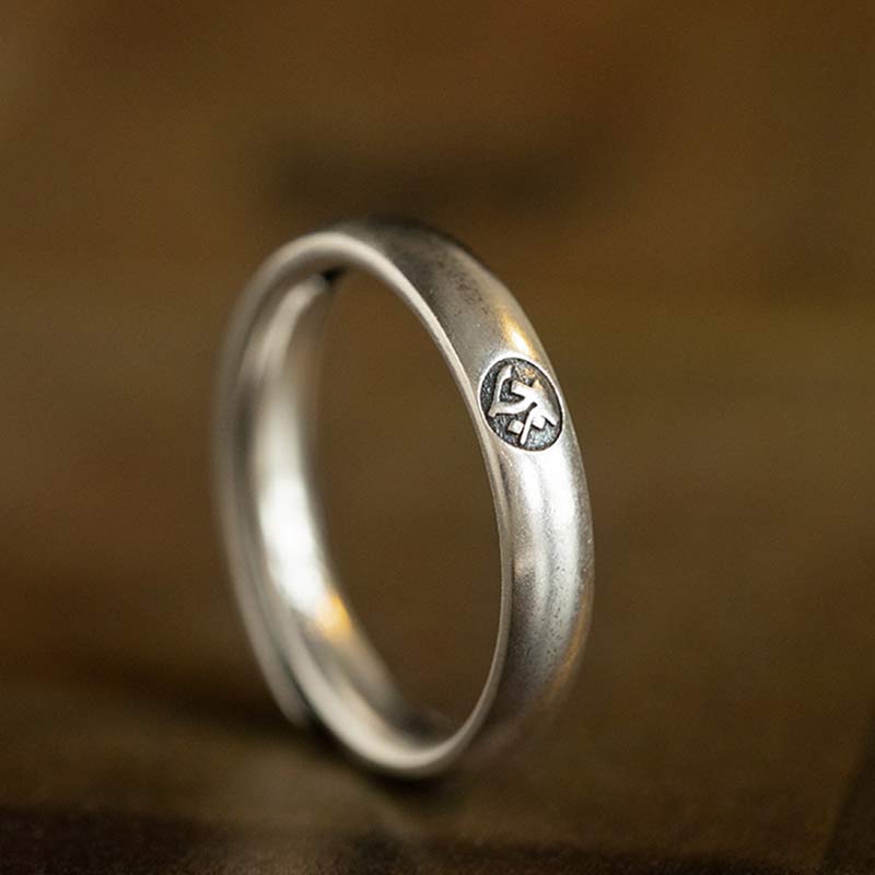 Wear FengShui 925 Sterling Silver Chinese Zodiac Natal Buddha Blessing Couple Ring