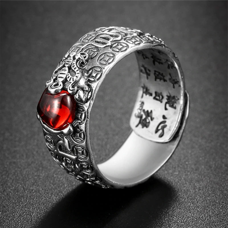 Wear FengShui FengShui PiXiu Red Garnet Wealth Ring