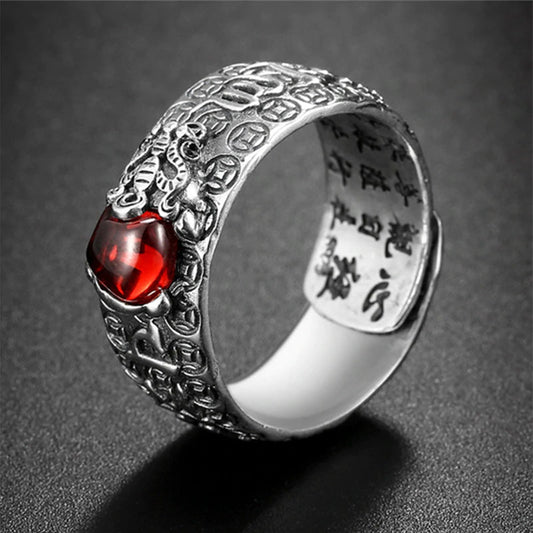 Wear FengShui FengShui PiXiu Red Garnet Wealth Ring