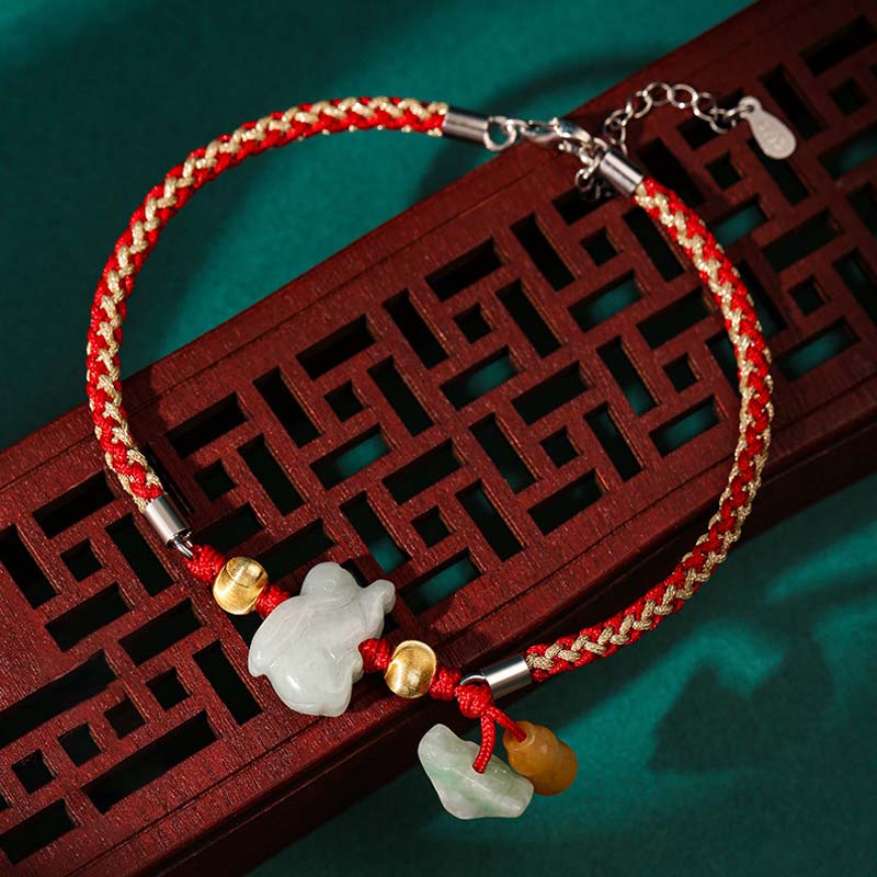 Wear FengShui Chinese Zodiac Jade Prosperity Red String Bracelet Anklet