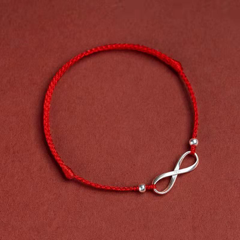 Wear FengShui 925 Sterling Silver Endless Knot Protection Luck Red String Bracelet Anklet