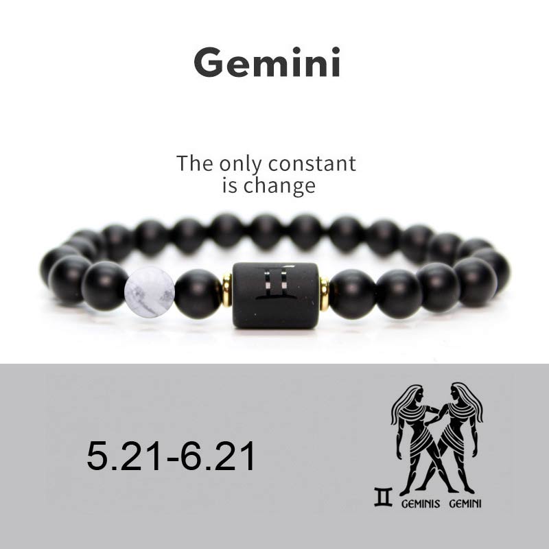 Wear FengShui 12  Constellations of the Zodiac Black Onyx Adjustable Bracelet