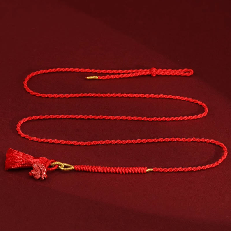 Wear FengShui Natural Cinnabar Dragon Blessing Red String Belly Chain