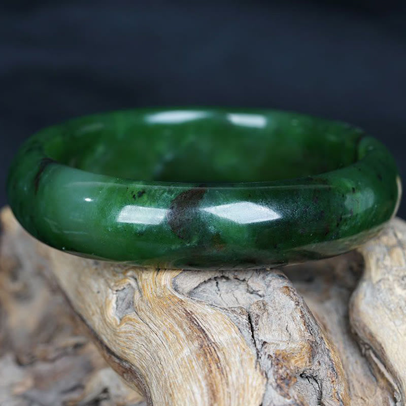 Wear FengShui Natural Hetian Cyan Jade Happiness Success Bracelet Bangle