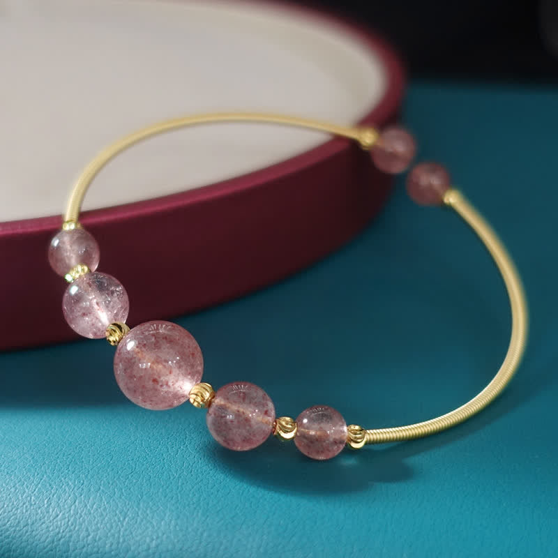 Wear FengShui Natural Strawberry Quartz Love Healing Bracelet Bangle