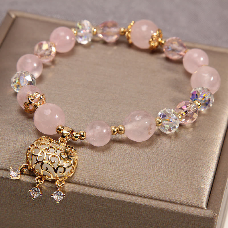 Wear FengShui Natural Pink Crystal Soothing Protection Bracelet