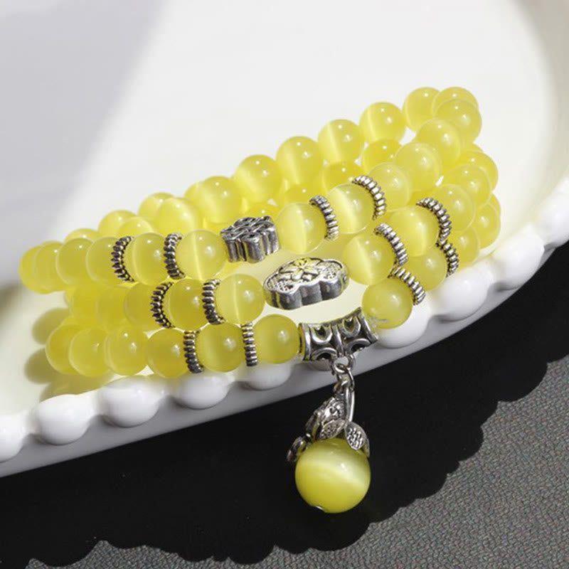 Wear FengShui Cat Eye PiXiu Support Triple Wrap Bracelet