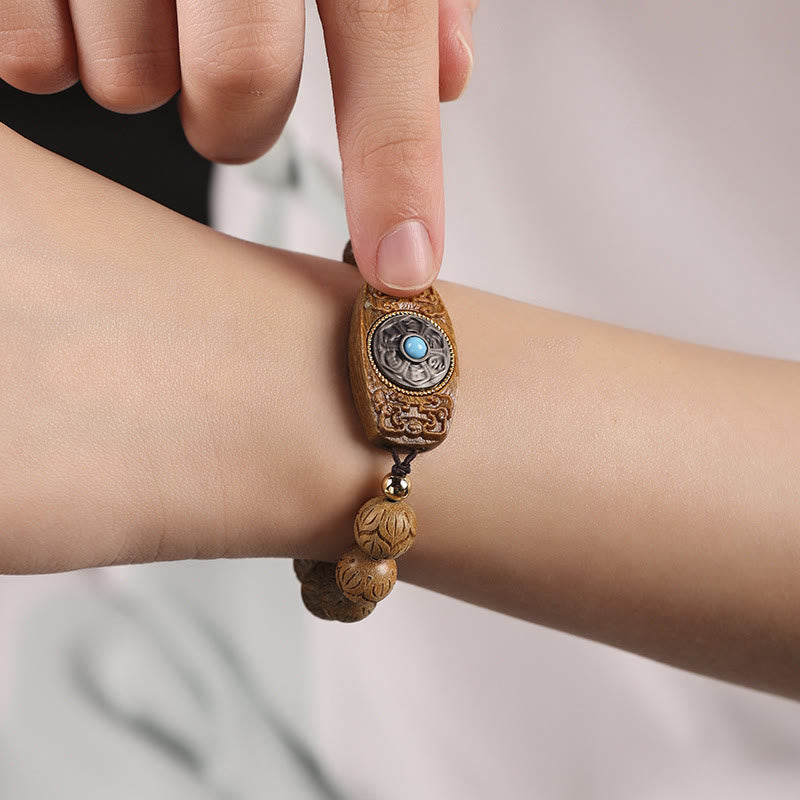 Wear FengShui Green Sandalwood Ebony Wood Sandalwood Om Mani Padme Hum Soothing Bracelet