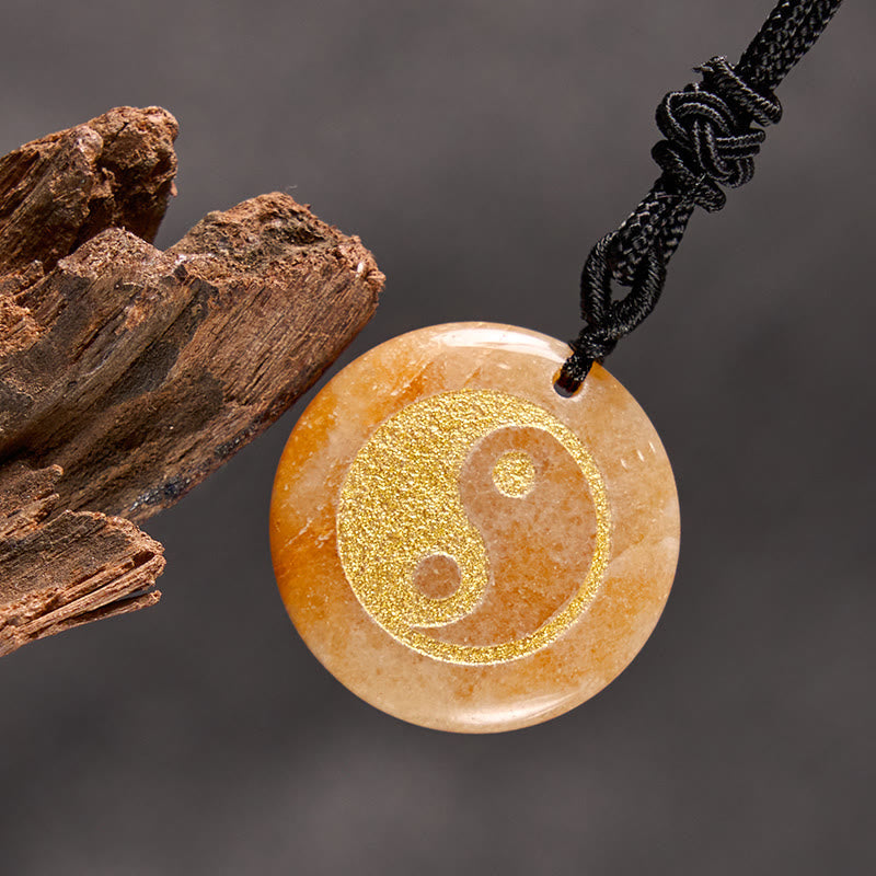 Wear FengShui Various Crystal Amethyst Tiger Eye Green Aventurine Yin Yang Spiritual Necklace Pendant