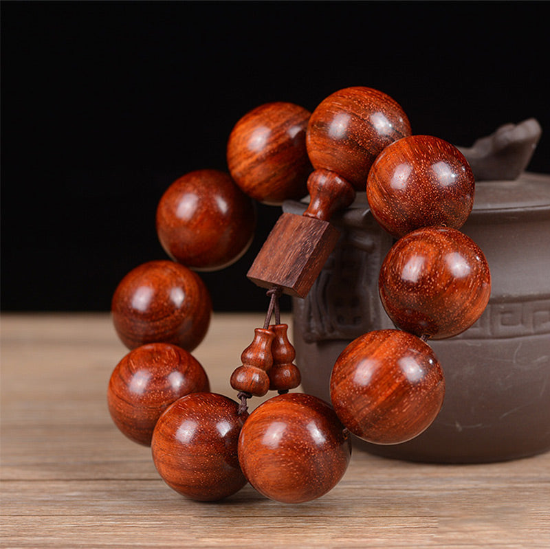 Wear FengShui Tibetan Small Leaf Red Sandalwood Relaxation Bracelet