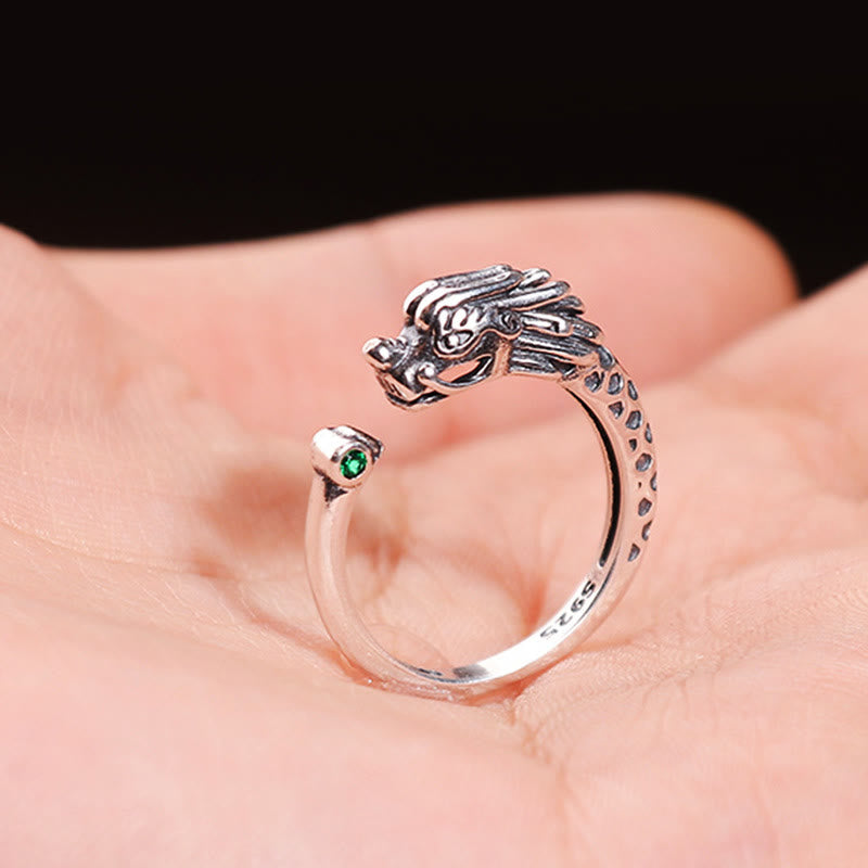 Wear FengShui Vintage Dragon Design Success Strength Adjustable Ring