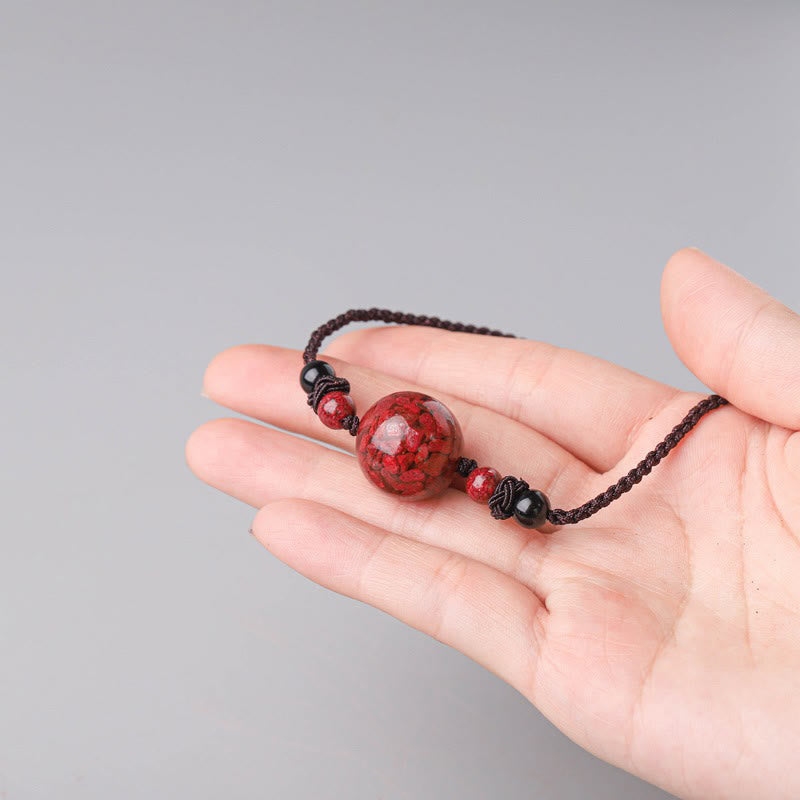 Wear FengShui Natural Cinnabar Stones Bead Blessing Necklace Pendant