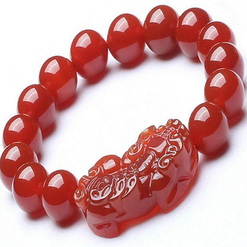 Wear FengShui Red Agate Lucky Pixiu Wealth Luck Bracelet