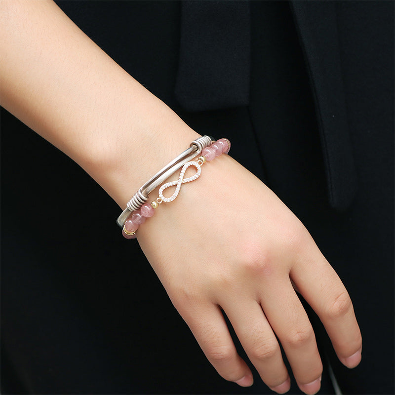 Wear FengShui Natural Strawberry Quartz Positivity Healing Bracelet
