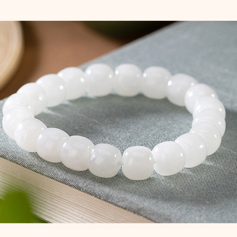 Wear FengShui Hetian White Jade Happiness Blessing Bracelet