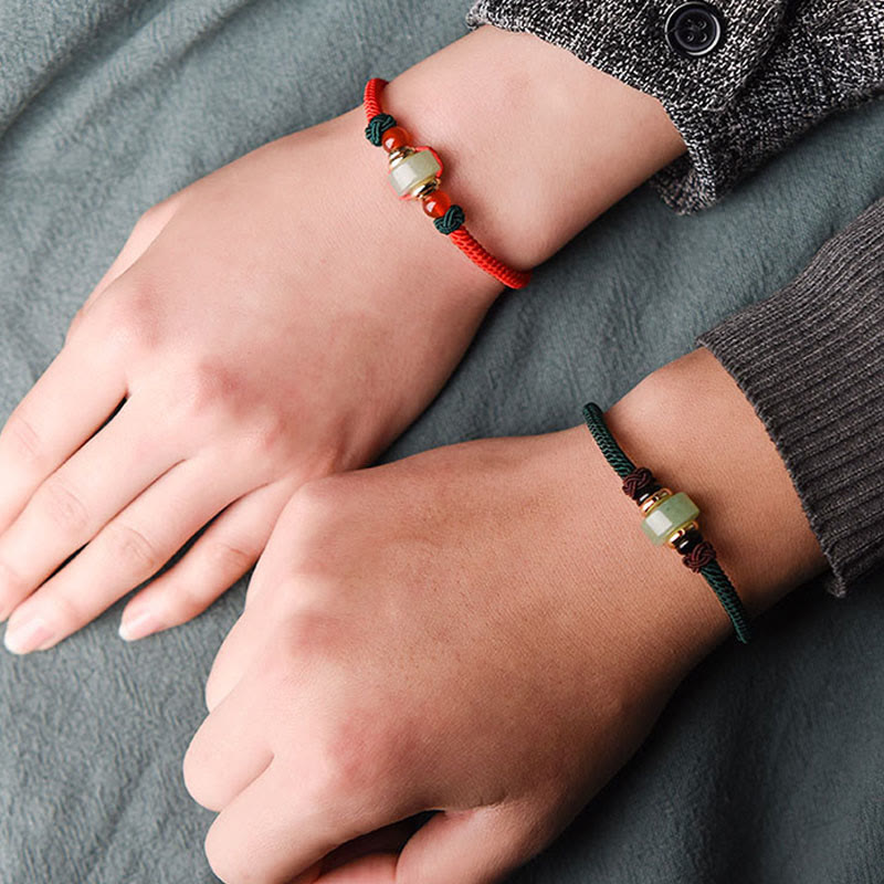 Wear FengShui Tibetan Green Aventurine Luck Braid String Bracelet