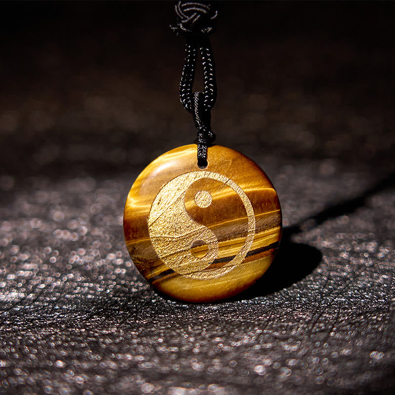 Wear FengShui Various Crystal Amethyst Tiger Eye Green Aventurine Yin Yang Spiritual Necklace Pendant