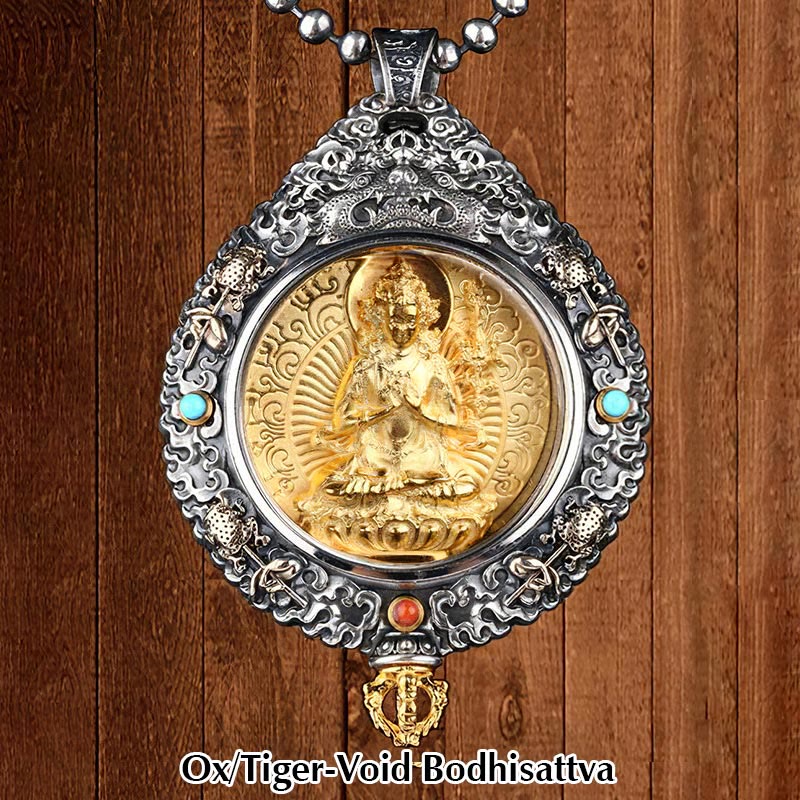 Wear FengShui Chinese Zodiac Natal Buddha Thangka Nine Palaces Eight Diagrams Wealth Rotatable Necklace Pendant