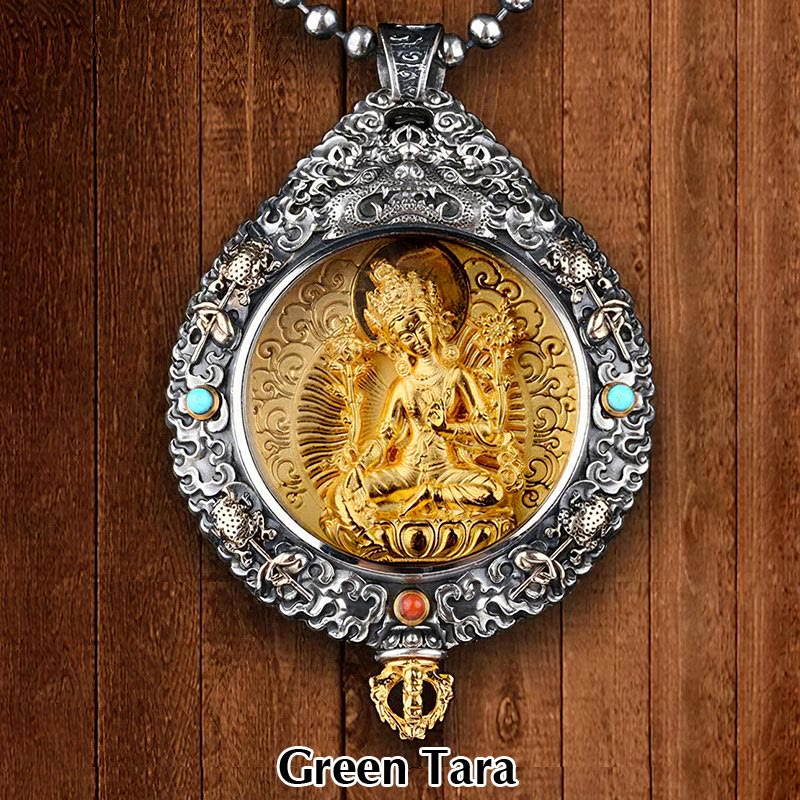 Wear FengShui Chinese Zodiac Natal Buddha Thangka Nine Palaces Eight Diagrams Wealth Rotatable Necklace Pendant
