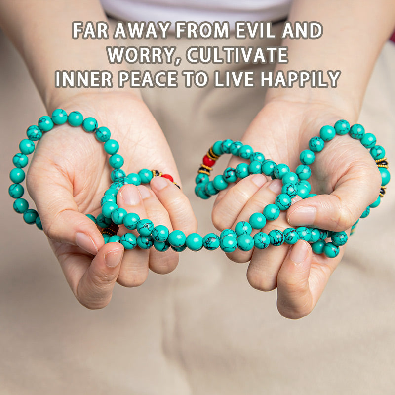Wear FengShui Tibetan Turquoise Healing Mala Bracelet