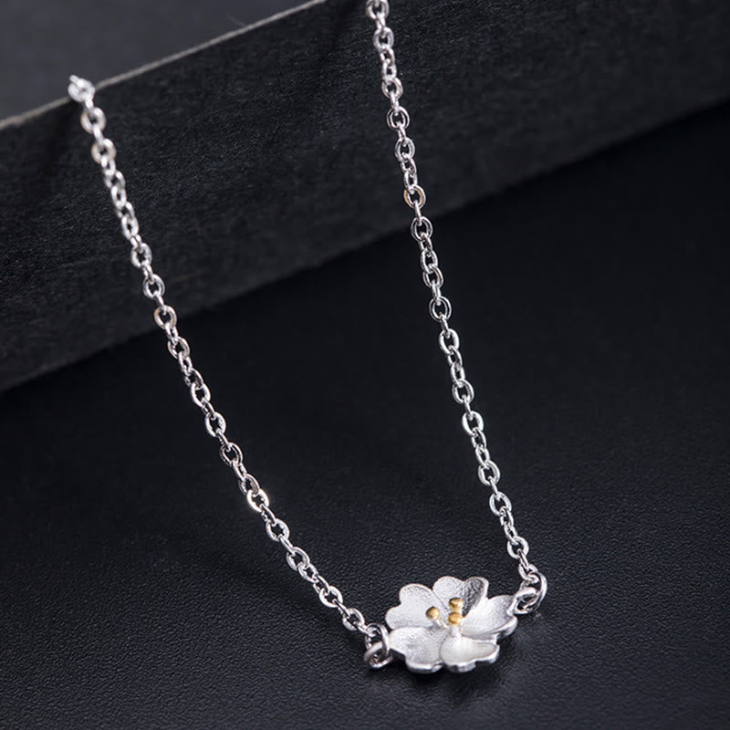 Wear FengShui 925 Sterling Silver Cherry Blossom Blessing Chain Bracelet
