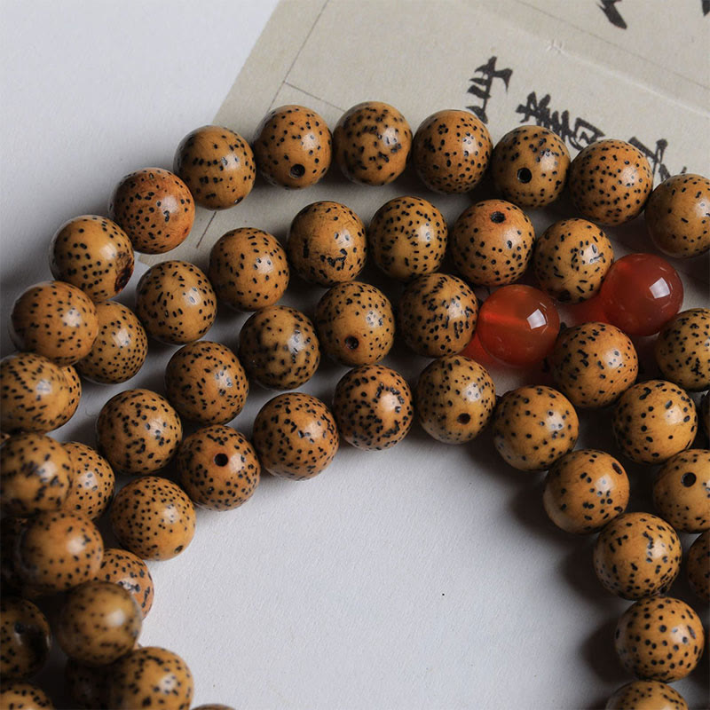 Wear FengShui 108 Mala Beads Bodhi Seed Red Agate Auspiciousness Bracelet