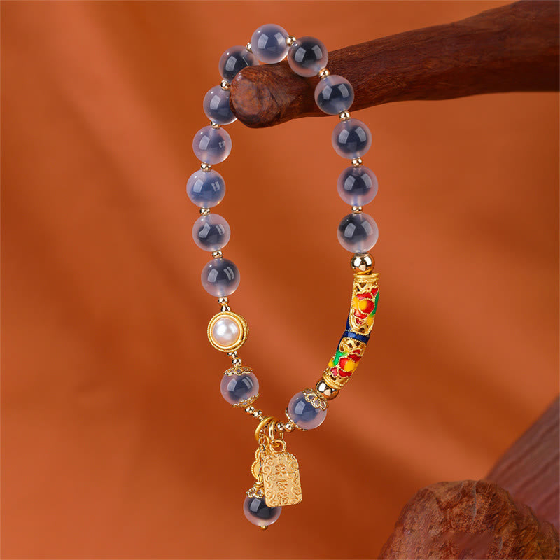 Wear FengShui Natural Blue Candy Agate Amulet Strength Bracelet