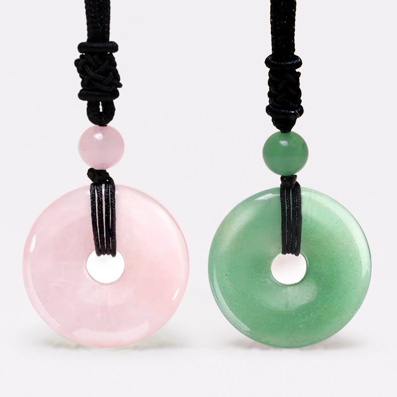 Wear FengShui Lucky Coin Pendant Healing Crystal Gemstone Necklace