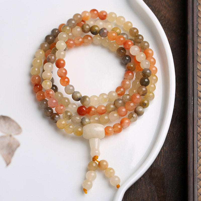 Wear FengShui 108 Beads Natural Red Agate Mala Protection Bracelet