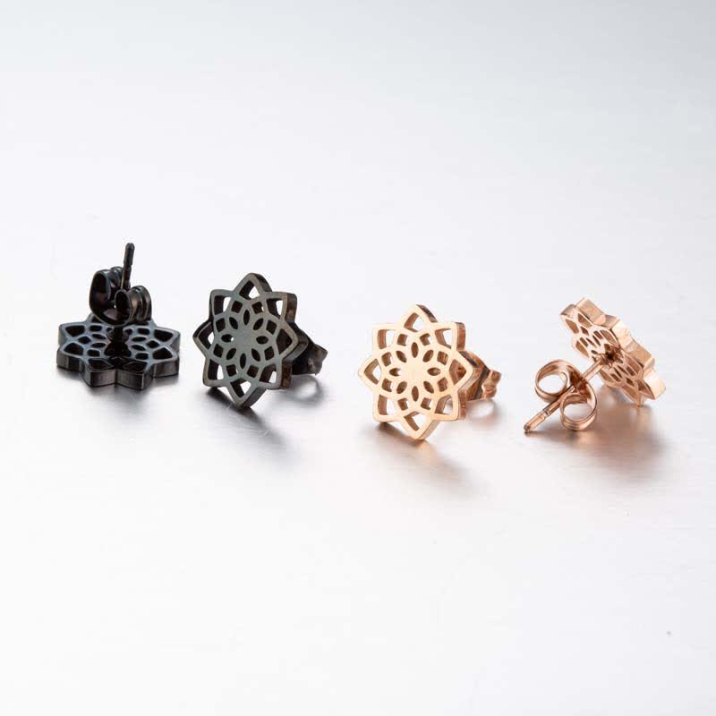 Wear FengShui Tibetan Lotus Pattern New Beginning Stud Earrings